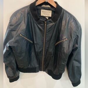 Brandon Thomas Black Leather Bomber Jacket woman’s size M